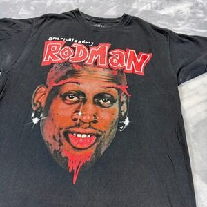 Dennis Rodman Americas Bad Boy Graphic T-Shirt Black Mens Large Made in USA